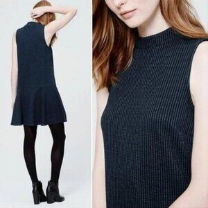 LOFT Navy and Gray Striped Mini Dress